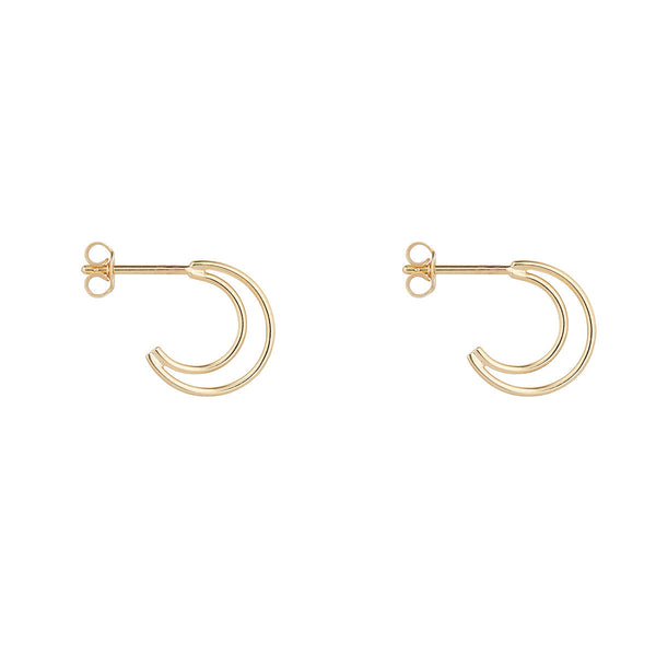 9ct Yellow Gold Open 1/2 Moon Hoop Earrings