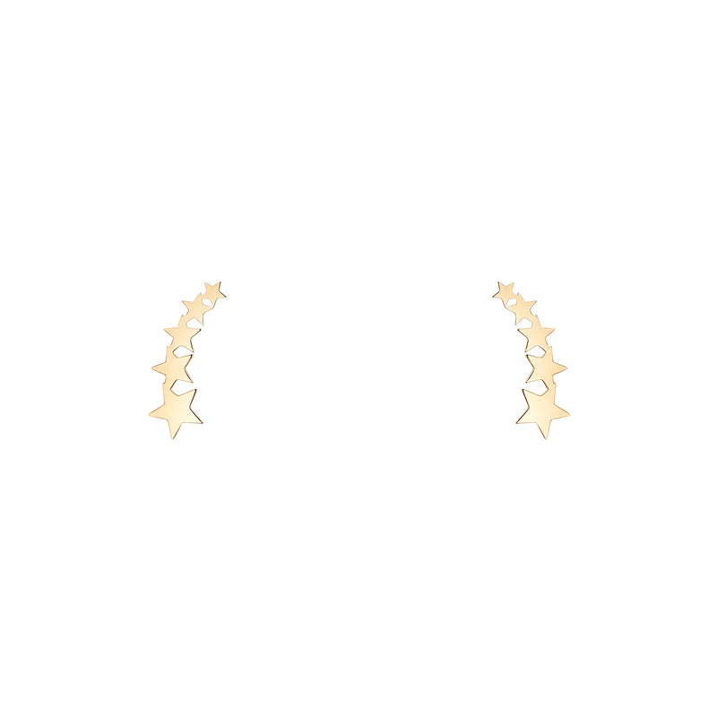 NJO Designs 9ct Yellow Gold Shooting Star Ear Climber Stud Earrings