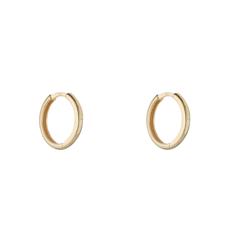 9ct Yellow Gold Plain Huggie Earrings 14mm