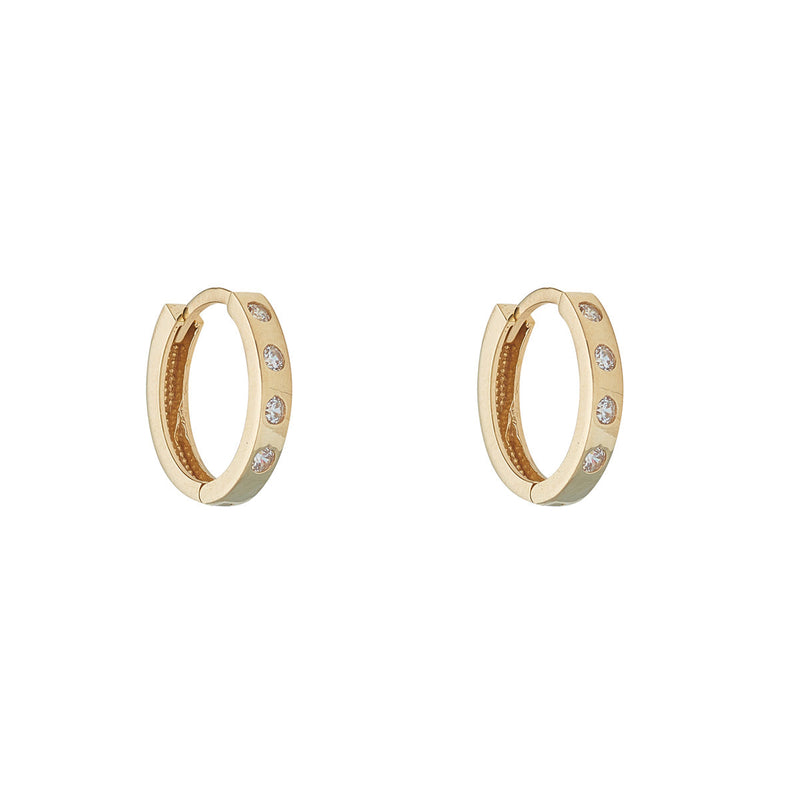 9ct Yellow Gold CZ Oval Hoop Earrings 12mm