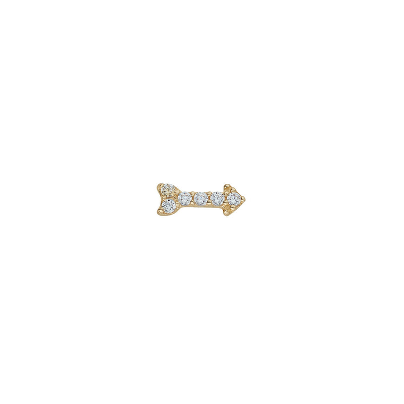 9ct Yellow Gold Single CZ Arrow Threaded Stud Earring 6mm