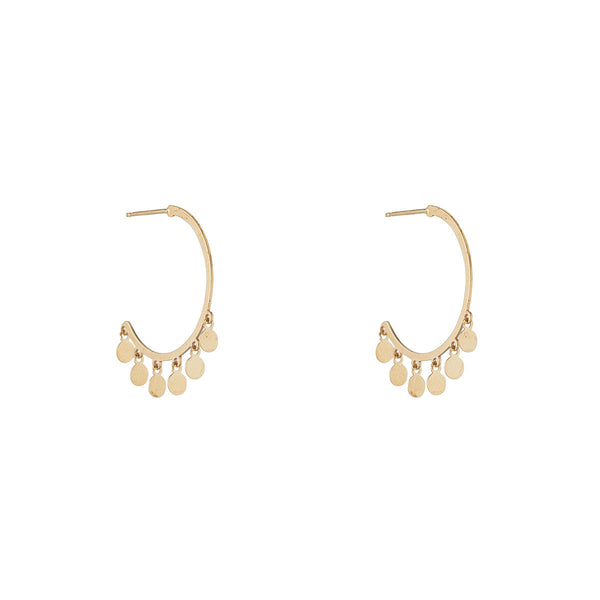 9ct Yellow Gold Hoop Earrings With Circle Drops