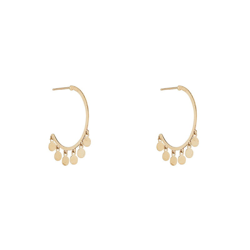 NJO Designs 9ct Yellow Gold Hoop Earrings With Circle Drops