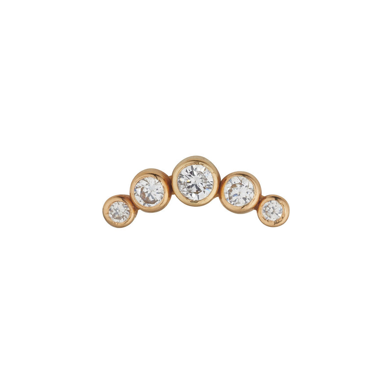 9ct Yellow Gold 5 CZ  Rubover Stud Earring