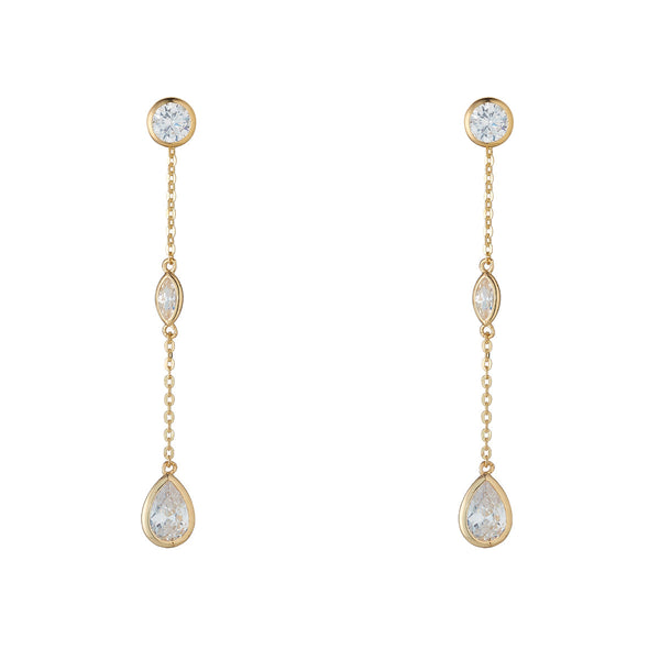 9ct Yellow Gold CZ Drop Earrings