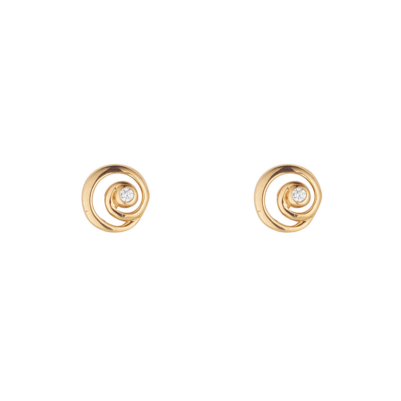 9ct Yellow Gold CZ Open Spiral Stud Earrings