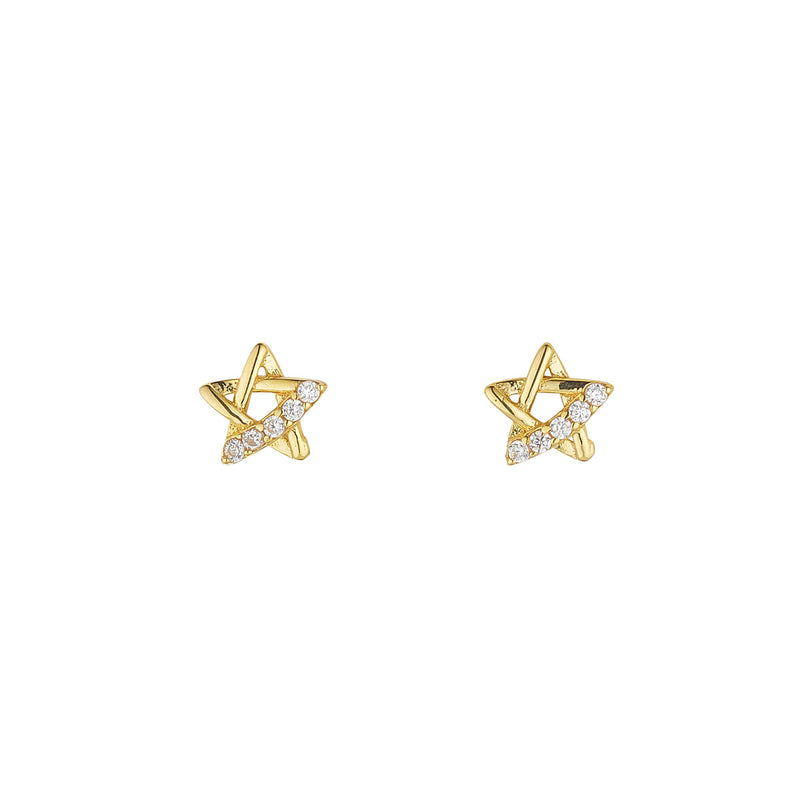 NJO Designs 9ct Yellow Gold CZ Twist Star Stud Earrings