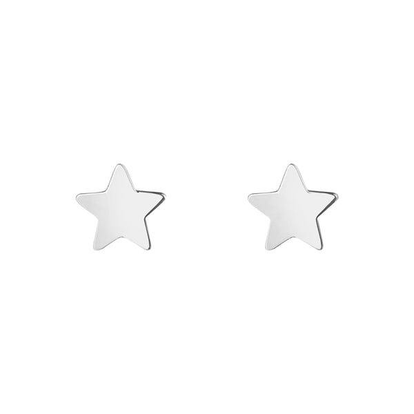 9ct White Gold Star Stud Earrings