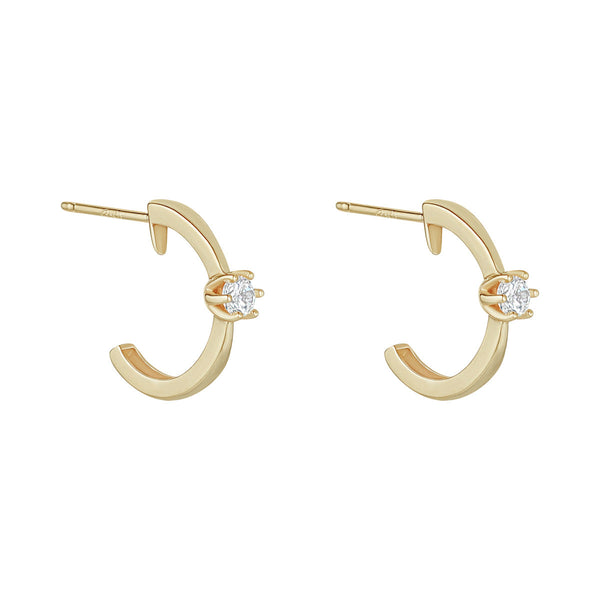 9ct Yellow Gold CZ Hoop Earrings