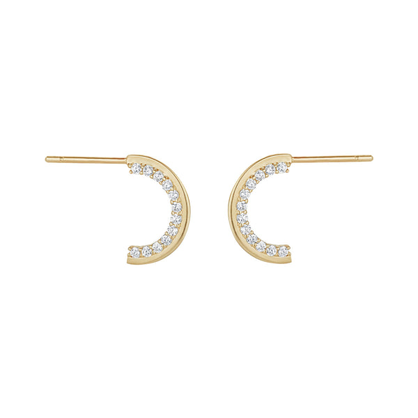 9ct Yellow Gold CZ 1/2 Hoop Earrings