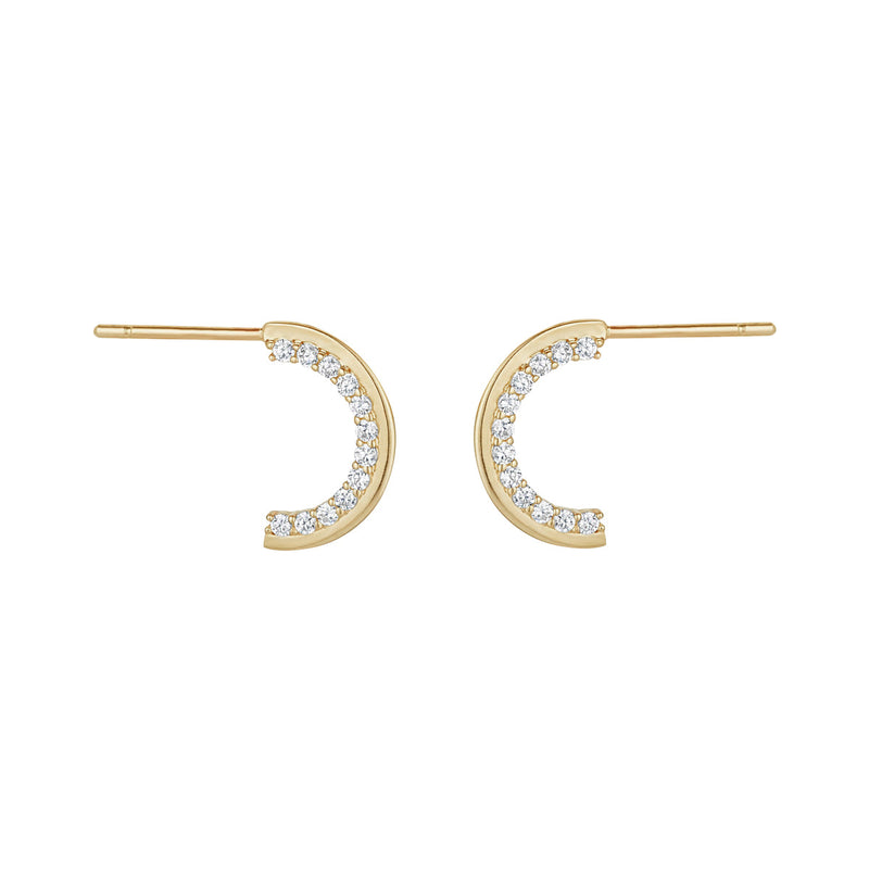 9ct Yellow Gold CZ 1/2 Hoop Earrings