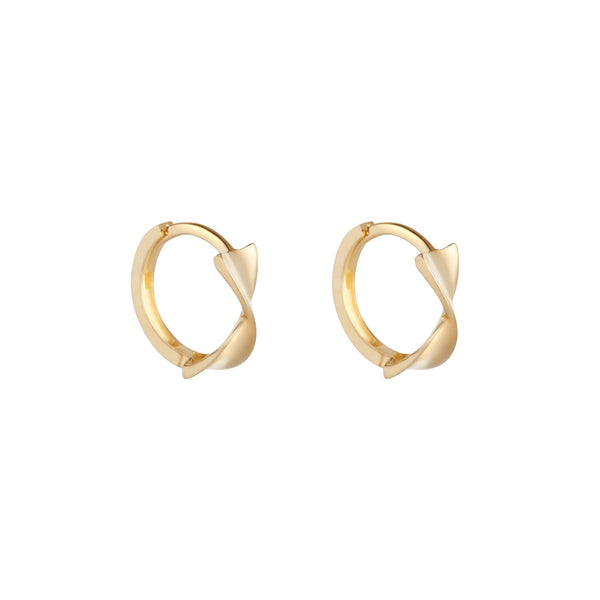 9ct Yellow Gold Bow Twist Huggie Earrings