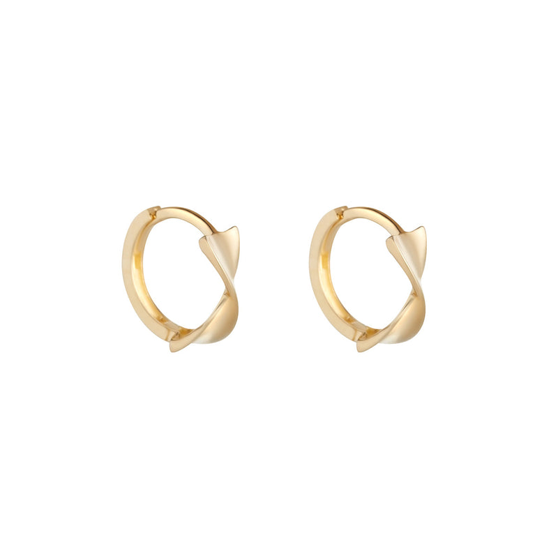 NJO Designs 9ct Yellow Gold Bow Twist Huggie Earrings