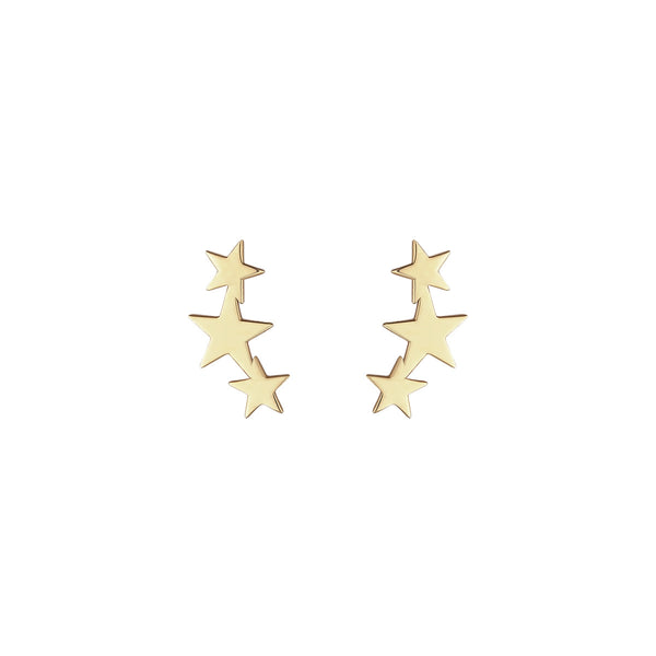 NJO Designs 9ct Yellow Gold Triple Star Stud Earrings