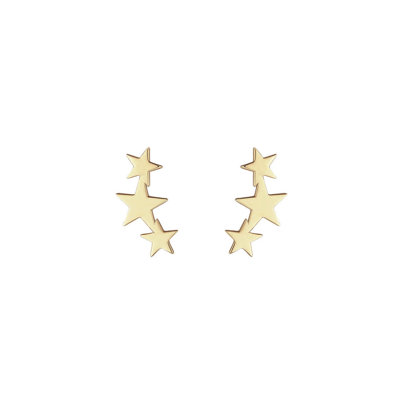NJO Designs 9ct Yellow Gold Triple Star Stud Earrings