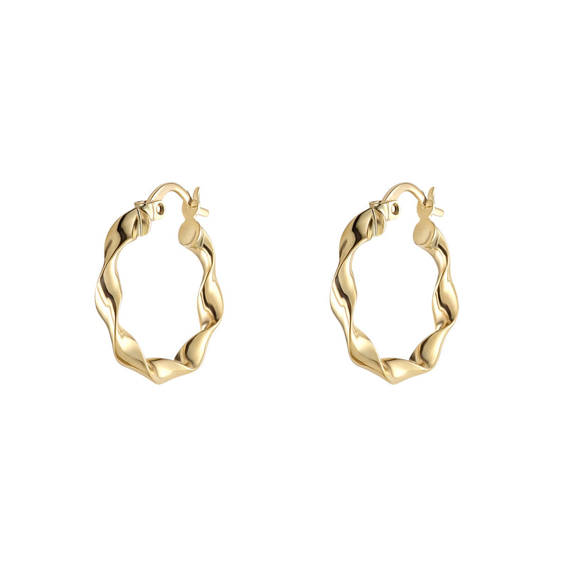 NJO Designs 9ct Yellow Gold Twist Hoop Earrings