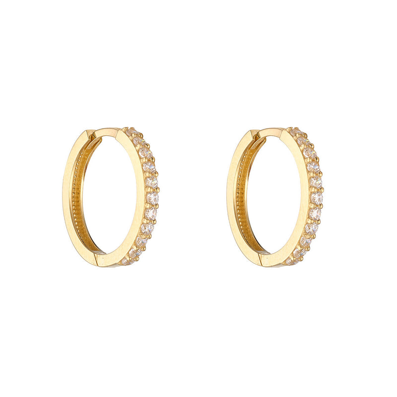 9ct Yellow Gold 15mm CZ Huggie Earrings