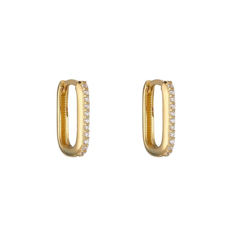 NJO Designs 9ct Yellow Gold CZ Small Oval Huggie Earrings