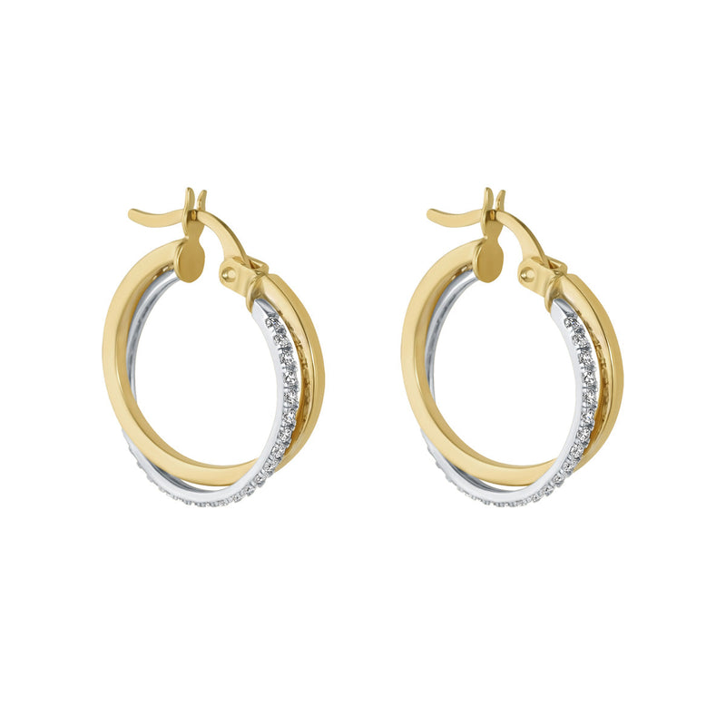 9ct Yellow Gold CZ Twisted Hoop Earrings