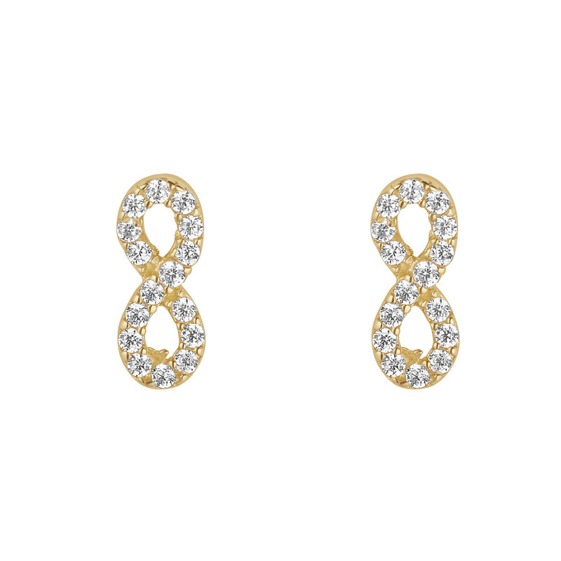 NJO Designs 9ct Yellow Gold CZ Infinity Stud Earrings