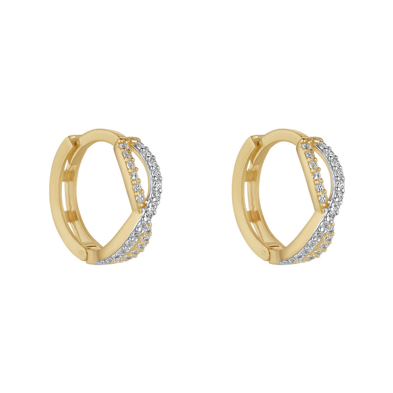 9ct Yellow Gold CZ Infinity Huggie Earrings