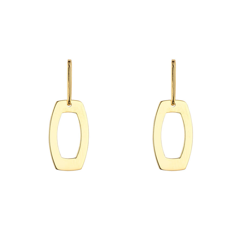 9ct Yellow Gold Open Oval Drop  Earrings