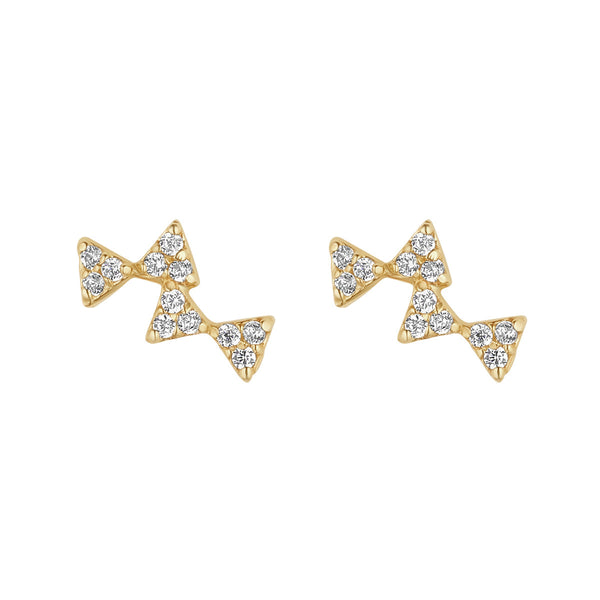 NJO Designs 9ct Yellow Gold CZ Triangle Climber Stud Earrings
