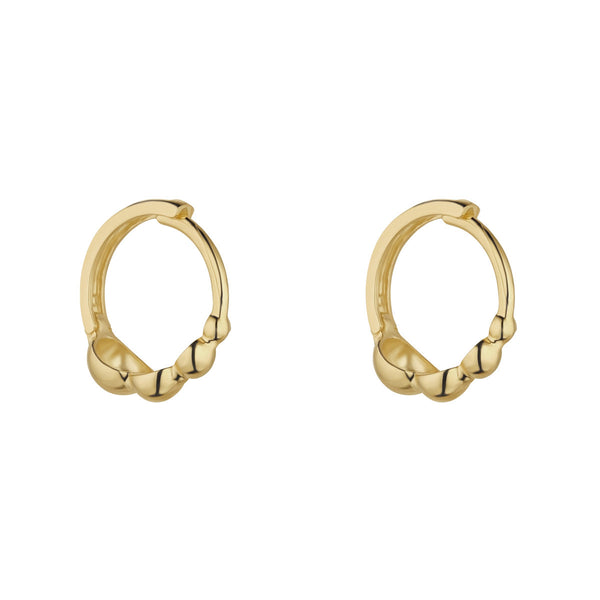 9ct Yellow Gold Tripple Ball Huggie Earrings