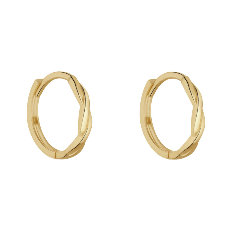 9ct Yellow Gold Twisted Huggie Earrings