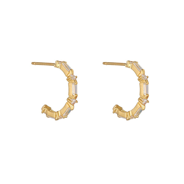 9ct Yellow Gold  CZ Hoop Earrings