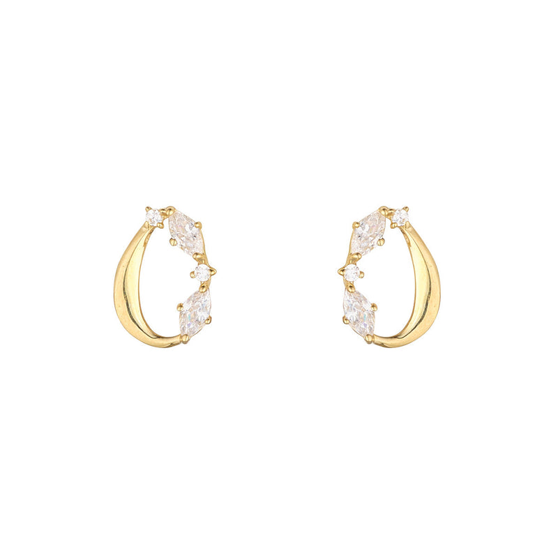 NJO Designs 9ct Yellow Gold CZ Open Oval Earrings