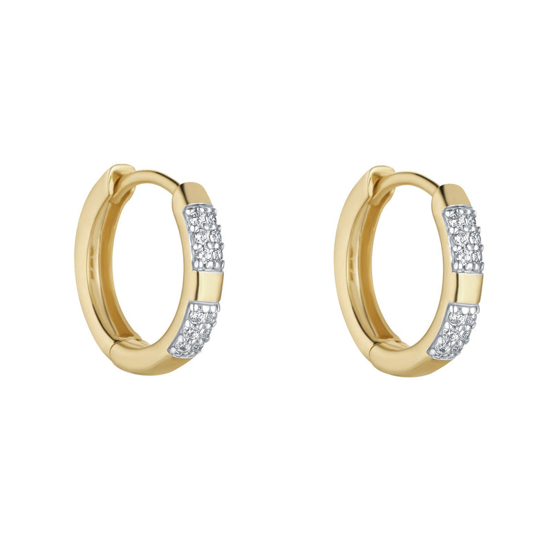 9ct Yellow Gold CZ Huggie Earrings