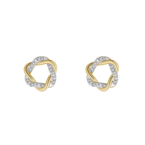 9ct Yellow Gold Diamond Twisted Open Circle Earrings