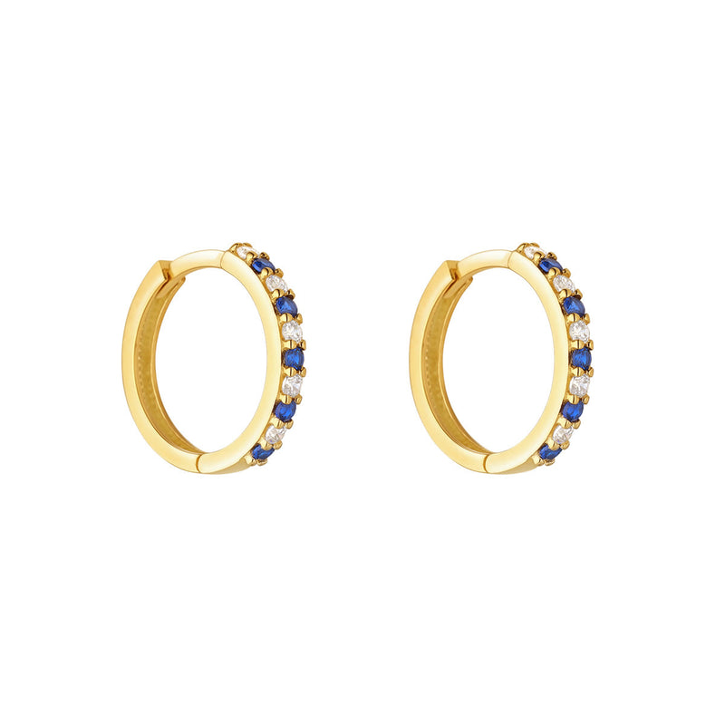 NJO Designs 9ct Yellow Gold Sapphire & CZ Huggie Earrings