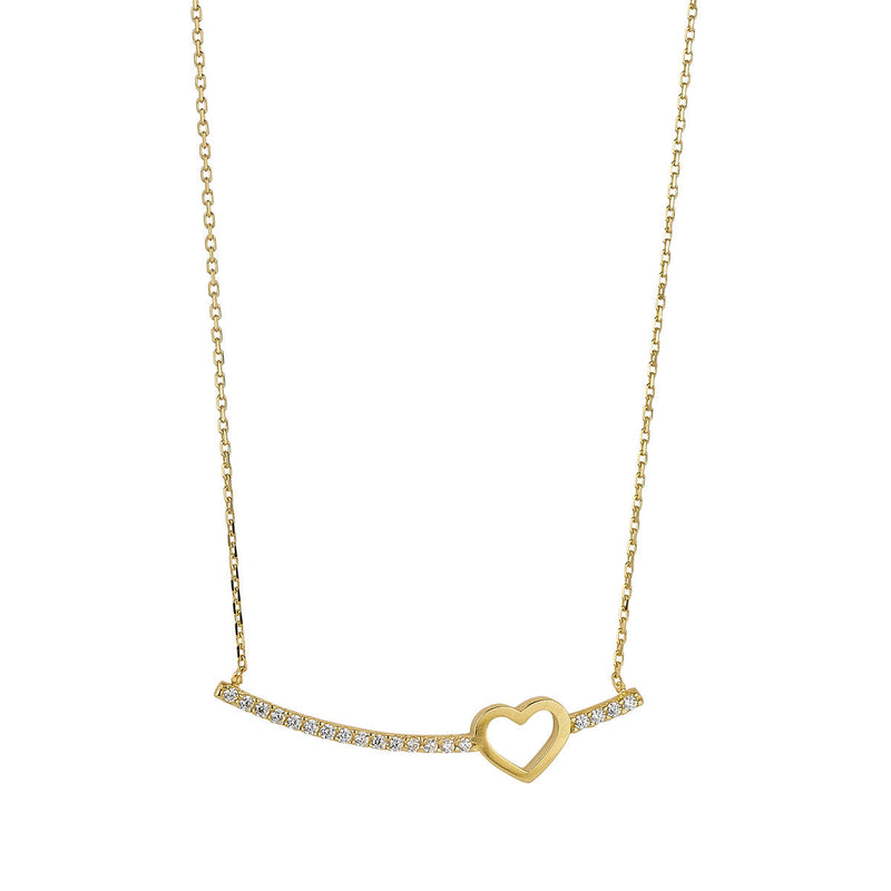 NJO Designs 9ct Yellow Gold Heart CZ Bar Pendant