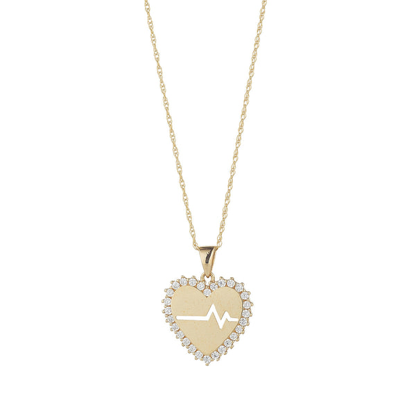 NJO Designs 9ct Yellow Gold CZ Beating Heart Pendant