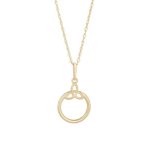 NJO Designs 9ct Yellow Gold Trinity Knot Open Circle Pendant