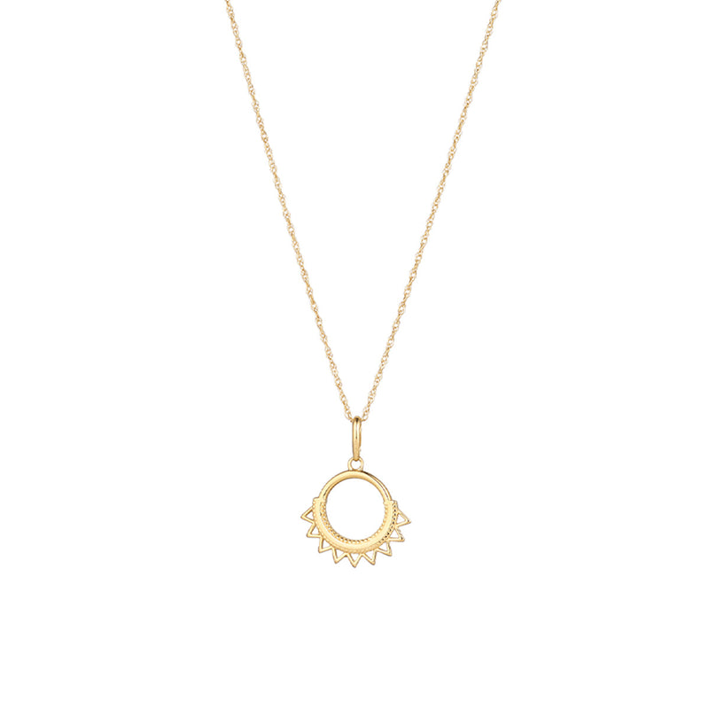 NJO Designs 9ct Yellow Gold Marrakesh Edged Circle Pendant