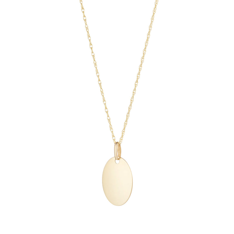 9ct Yellow Gold Oval Engraveable Disc Pendant