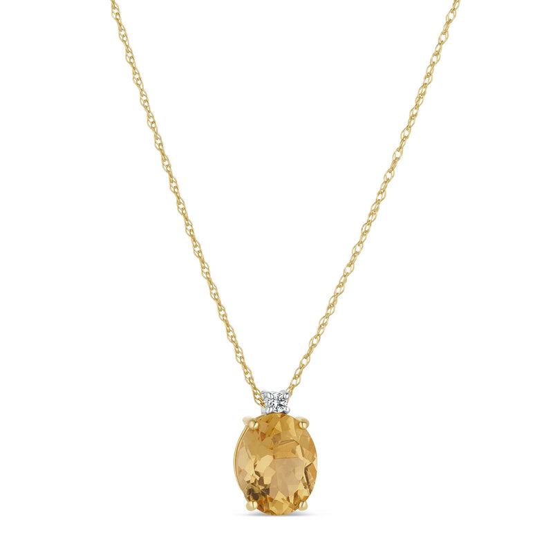 NJO Designs 9ct Yellow Gold Pear Shaped Citrine and CZ Pendant
