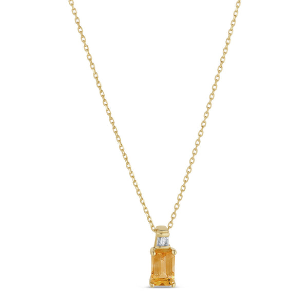 9ct Yellow Gold Diamond & Citrine Pendant