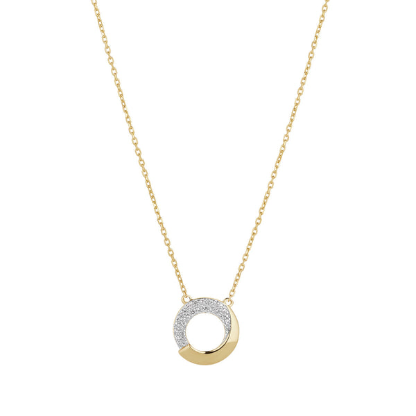 NJO Designs 9ct Yellow Gold Diamond Open Circle Pendant