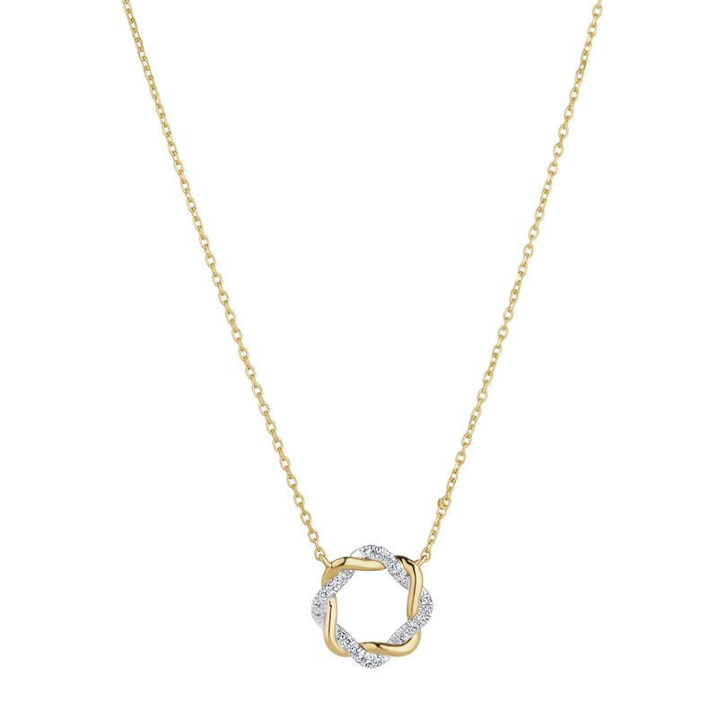 NJO Designs 9ct Yellow Gold Diamond Twisted Open Circle Pendant
