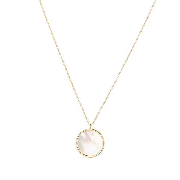 NJO Designs 9ct Yellow Gold Mother of Pearl Round Pendant