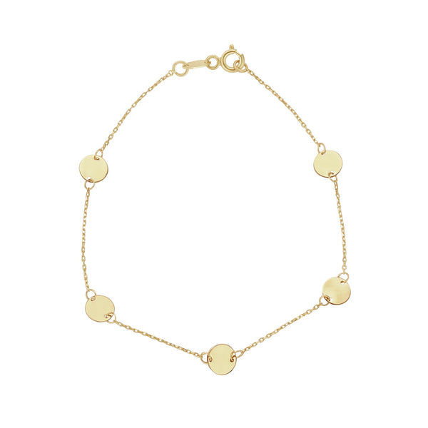 NJO Designs 9ct Yellow Gold Circle Disc Chain Bracelet